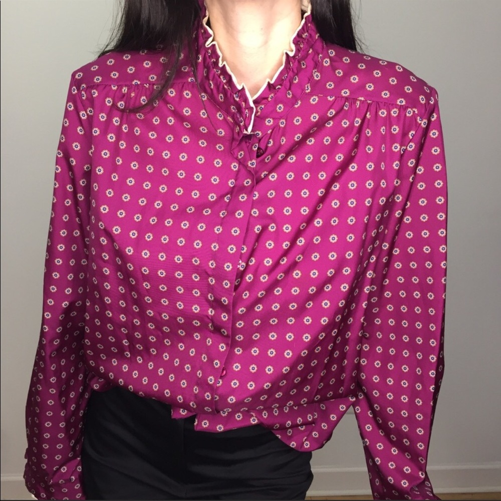 Vintage Victorian Fuchsia Button Down Shirt